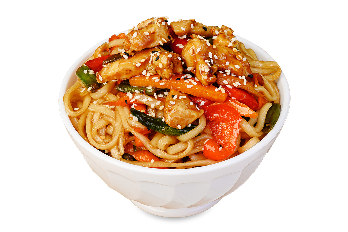 картинка WOK с курицей, овощами и соусом от магазина Sushi-Love